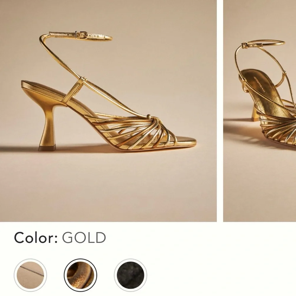 Anthropologie Cream Strappy Heels